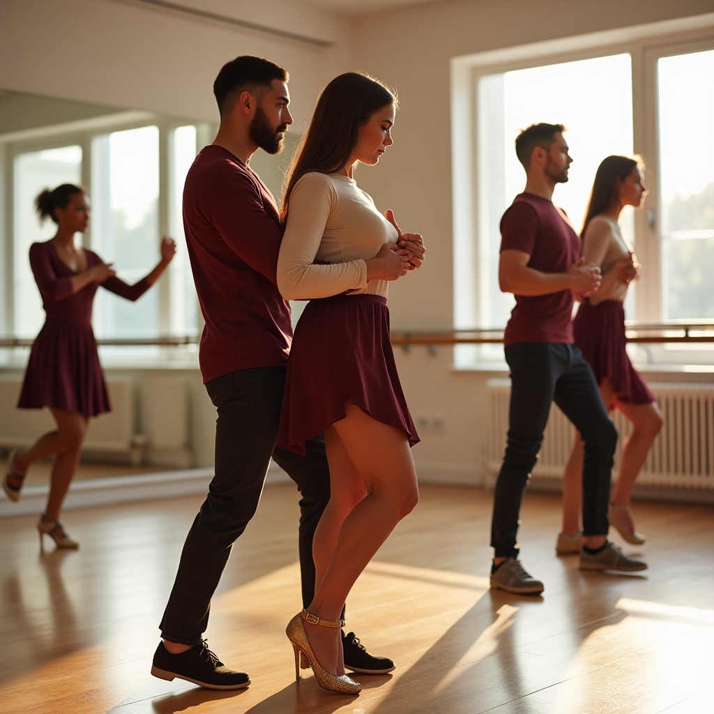 Dorośli uczestnicy podczas pierwszych zajęć tańca w studio